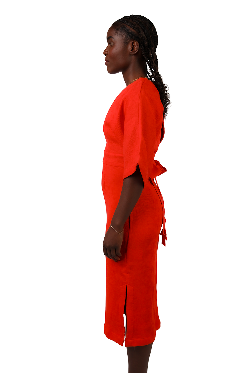 Midi dress with open back