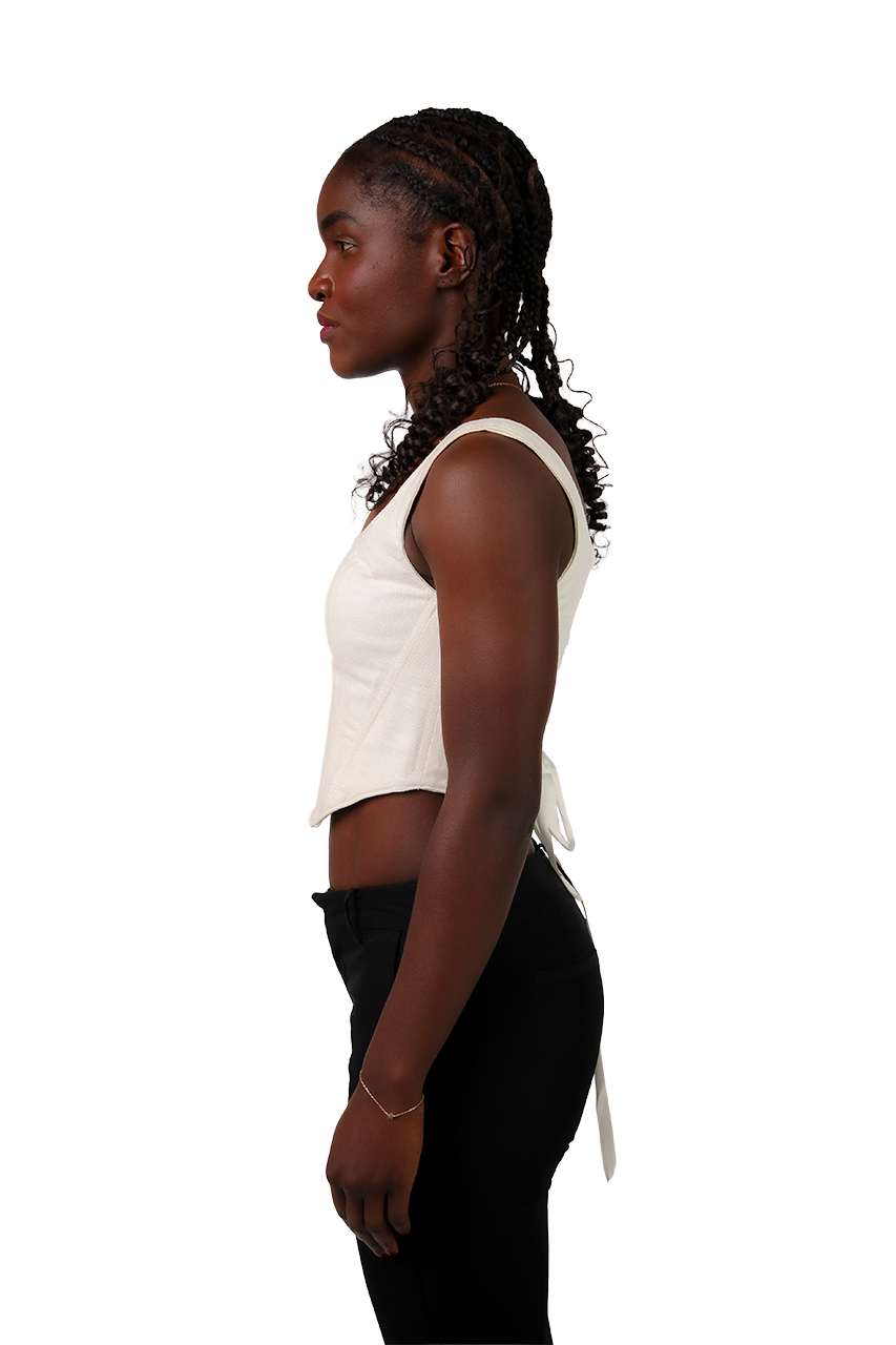 Biały gorset w klasycznym fasonie – upcycled