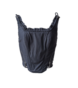 Czarny gorset z pomarszczonym dekoltem i sznurówką - upcycled