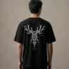 T-shirt luźny z recyklingu, czarny, mitologia nordycka Cernunnos