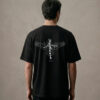 T-shirt luźny z recyklingu, czarny, mitologia nordycka Crow Spirit