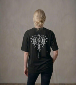 T-shirt luźny z recyklingu, czarny, mitologia nordycka Life journey