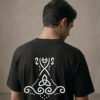 T-shirt luźny z recyklingu, czarny, mitologia nordycka Mjölnir