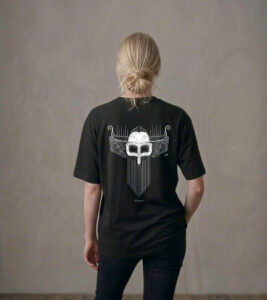 T-shirt luźny z recyklingu, czarny, mitologia nordycka Njord
