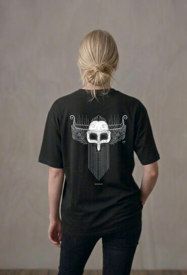 T-shirt luźny z recyklingu, czarny, mitologia nordycka Njord