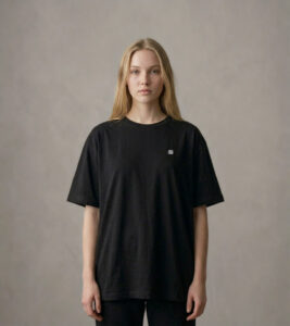 Czarny t-shirt luźny, z recyklingu, Revolverino