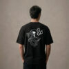 T-shirt luźny z recyklingu, czarny, mitologia nordycka Seiðkona
