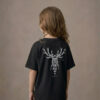 T-shirt dziecięcy z recyklingu, czarny, mitologia nordycka Cernunnos