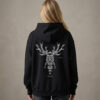 Bluza Loose Fit z recyklingu, czarna, mitologia nordycka Cernunnos