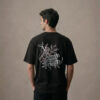 T-shirt luźny z recyklingu, czarny, mitologia nordycka Freya