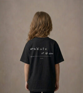 T-shirt dziecięcy z recyklingu, czarny, mitologia nordycka Encounter