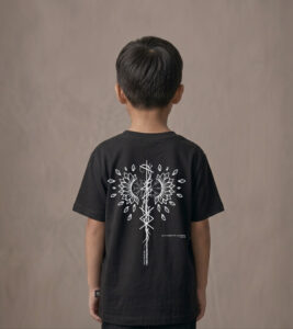 T-shirt dziecięcy z recyklingu, czarny, mitologia nordycka Life Journey