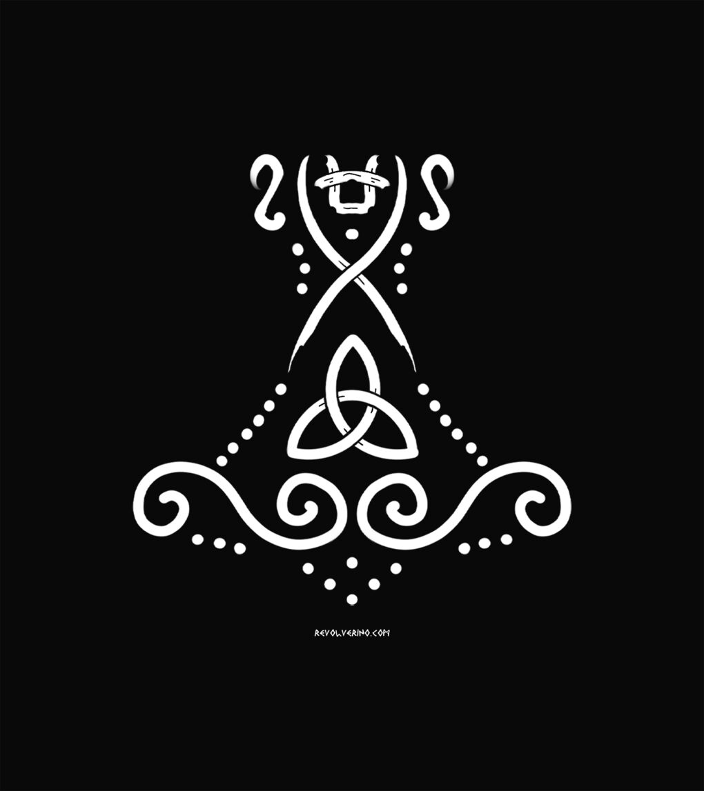 Bluza Loose Fit z recyklingu, czarna, mitologia nordycka Mjölnir