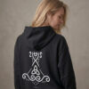 Bluza Loose Fit z recyklingu, czarna, mitologia nordycka Mjölnir