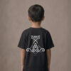 T-shirt dziecięcy z recyklingu, czarny, mitologia nordycka Mjölnir