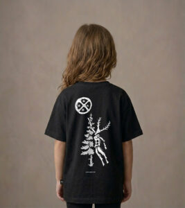 T-shirt dziecięcy z recyklingu, czarny, mitologia nordycka Connection
