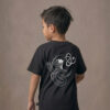 T-shirt dziecięcy z recyklingu, czarny, mitologia nordycka Seiðkona