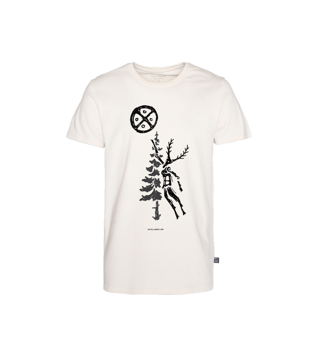 T-shirt prosty z recyklingu, off-white, mitologia nordycka Connection