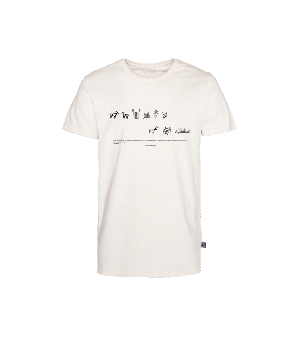 T-shirt prosty z recyklingu, off-white, mitologia nordycka Encounter