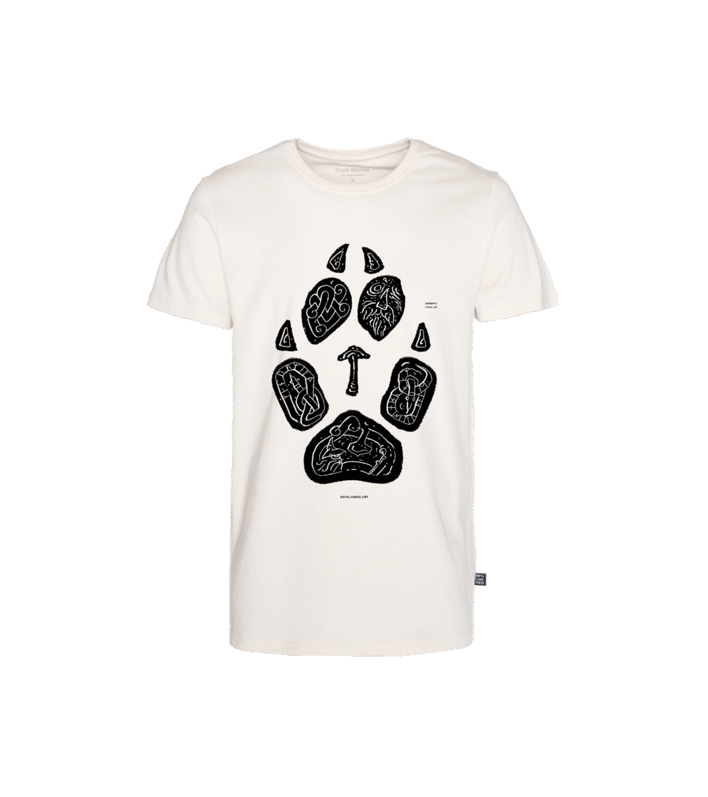 T-shirt prosty z recyklingu, off-white, mitologia nordycka Imprints