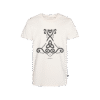 T-shirt prosty z recyklingu, off-white, mitologia nordycka Mjölnir
