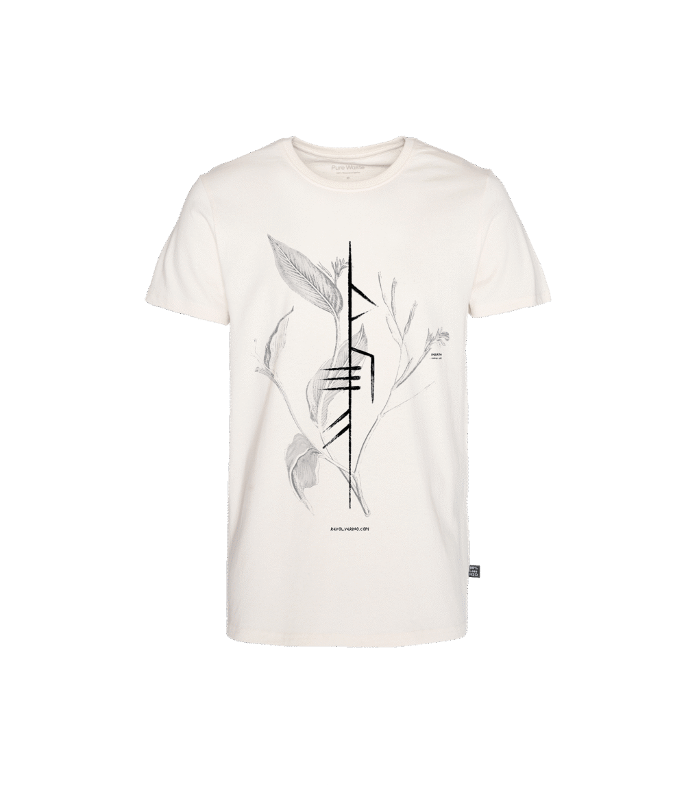 T-shirt prosty z recyklingu, off-white, mitologia nordycka Rebirth