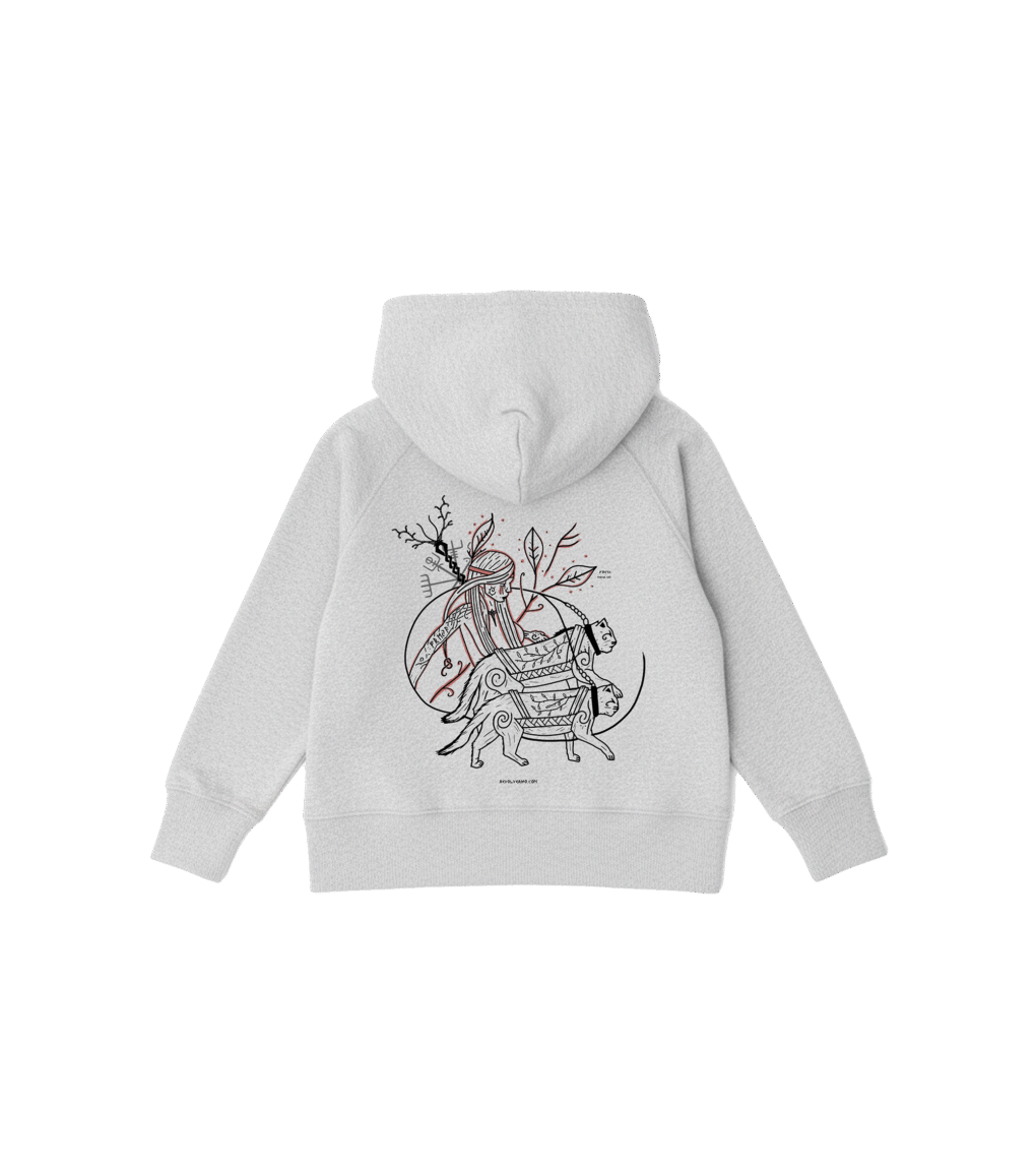 Bluza dziecięca z recyklingu, szara, mitologia nordycka Freya