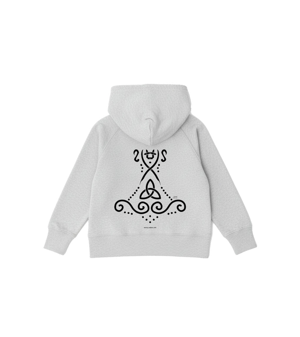 Bluza dziecięca z recyklingu, szara, mitologia nordycka Mjölnir