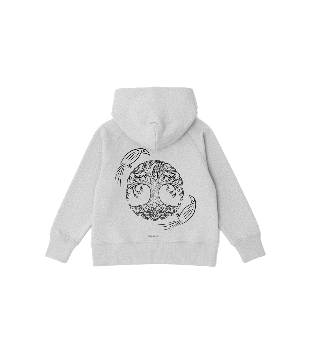 Bluza dziecięca z recyklingu, szara, mitologia nordycka Yggdrasil