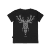 T-shirt dziecięcy z recyklingu, czarny, mitologia nordycka Cernunnos