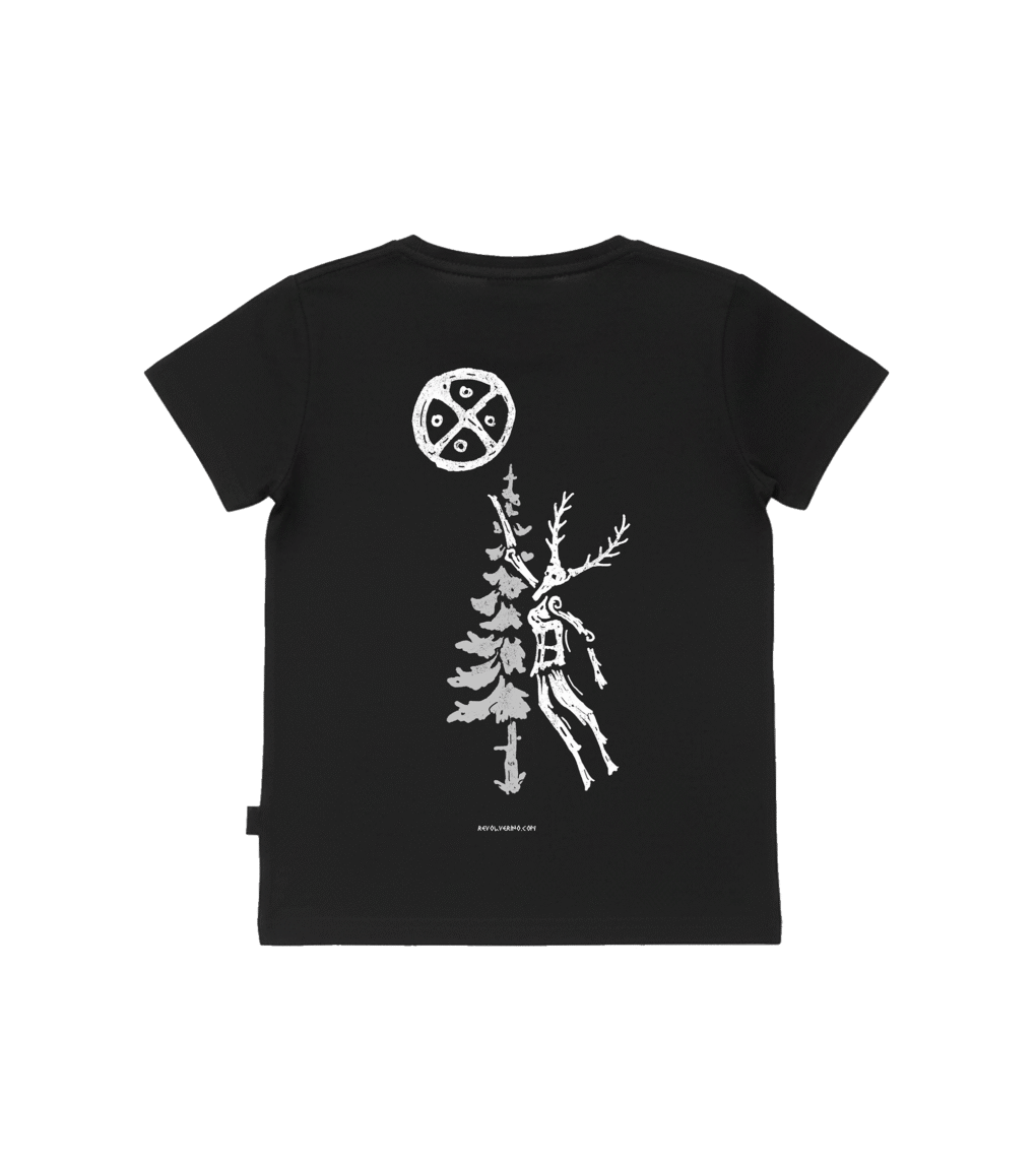 T-shirt dziecięcy z recyklingu, czarny, mitologia nordycka Connection