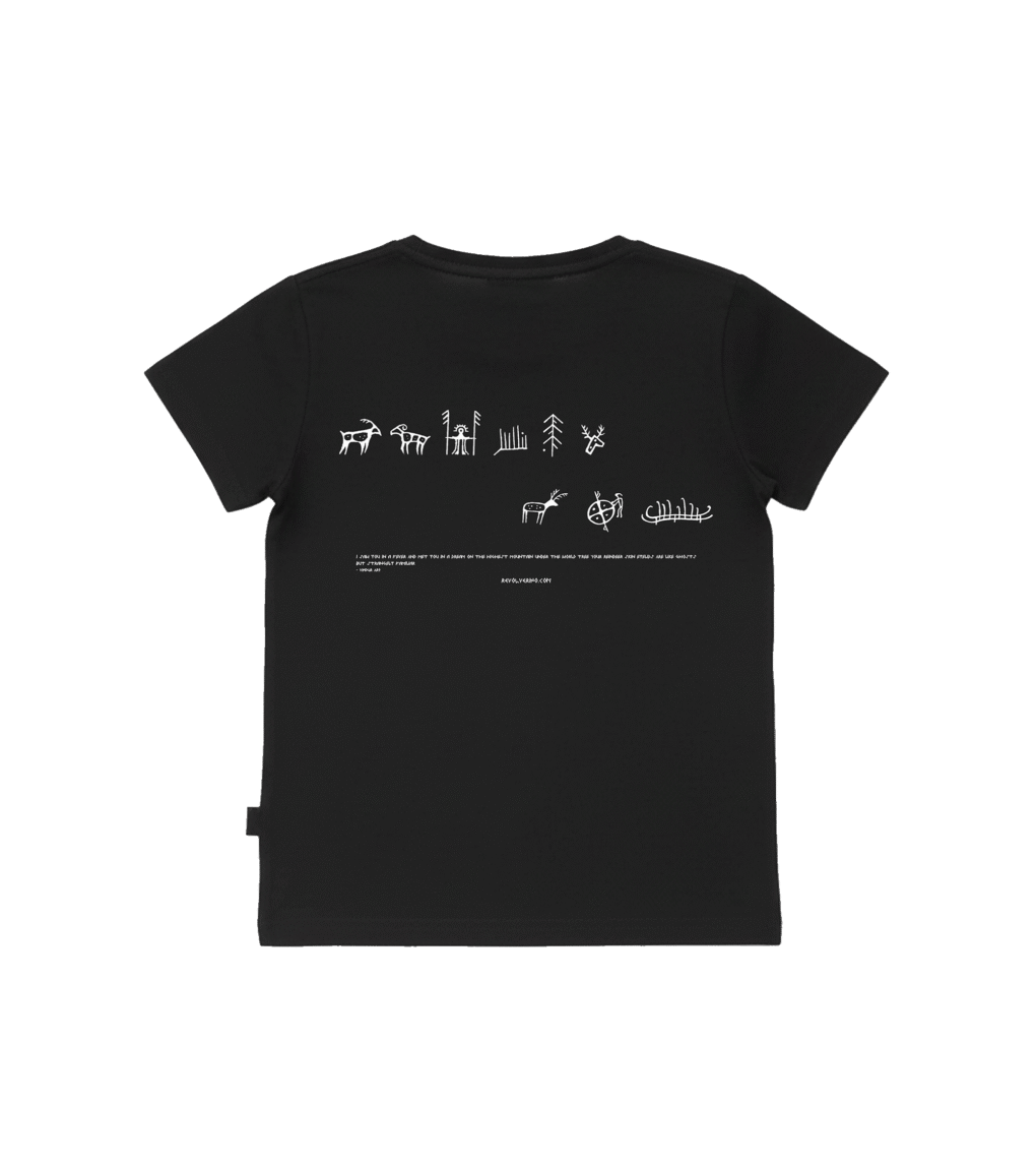 T-shirt dziecięcy z recyklingu, czarny, mitologia nordycka Encounter