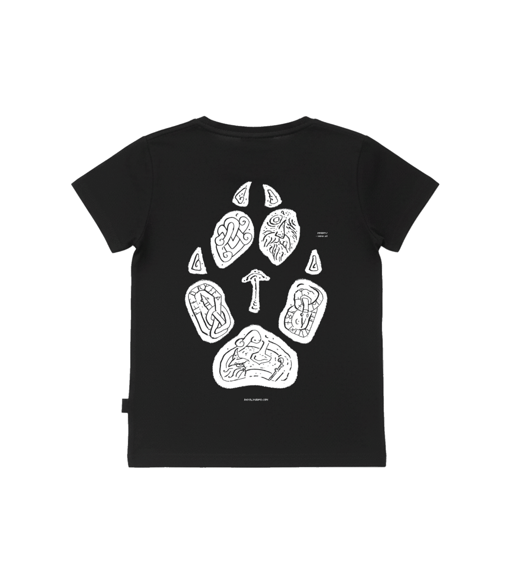 T-shirt dziecięcy z recyklingu, czarny, mitologia nordycka Imprints