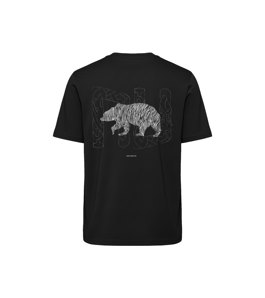 T-shirt luźny z recyklingu, czarny, mitologia nordycka Bear Spirit