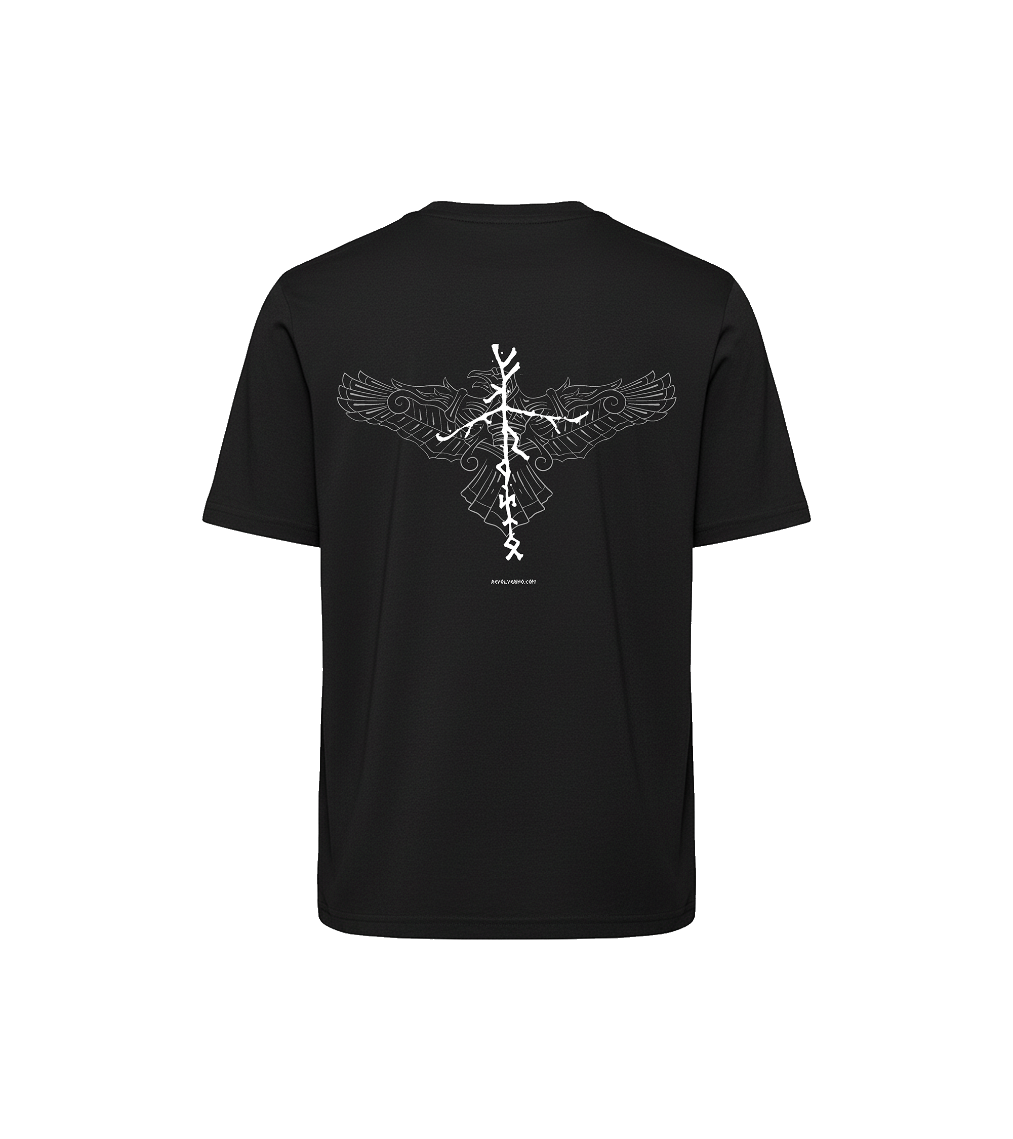 Crow Spirit luźny T-shirt – motyw staronordycki, 100% recykling