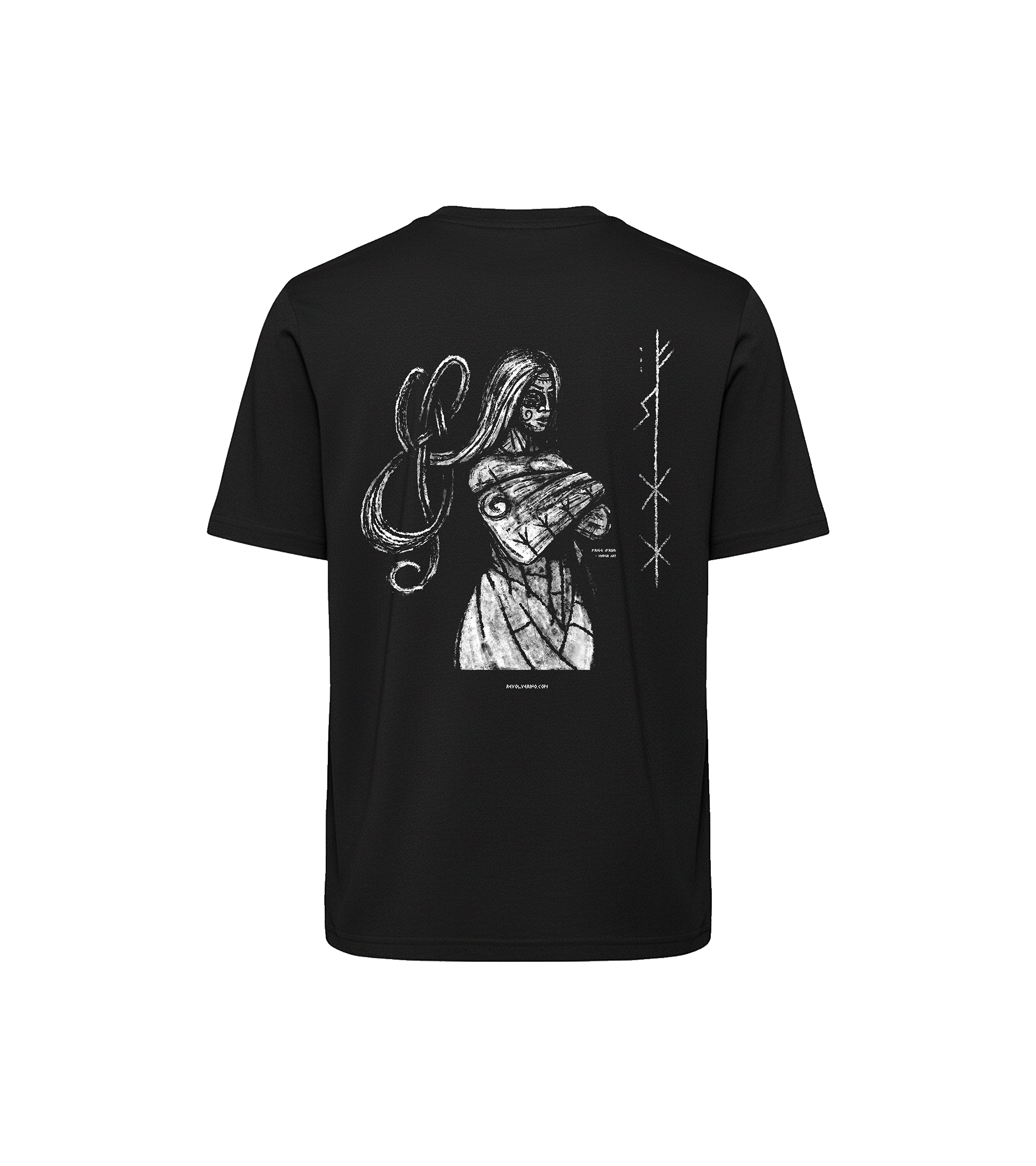 Frigg luźny T-shirt – motyw staronordycki, 100% recykling