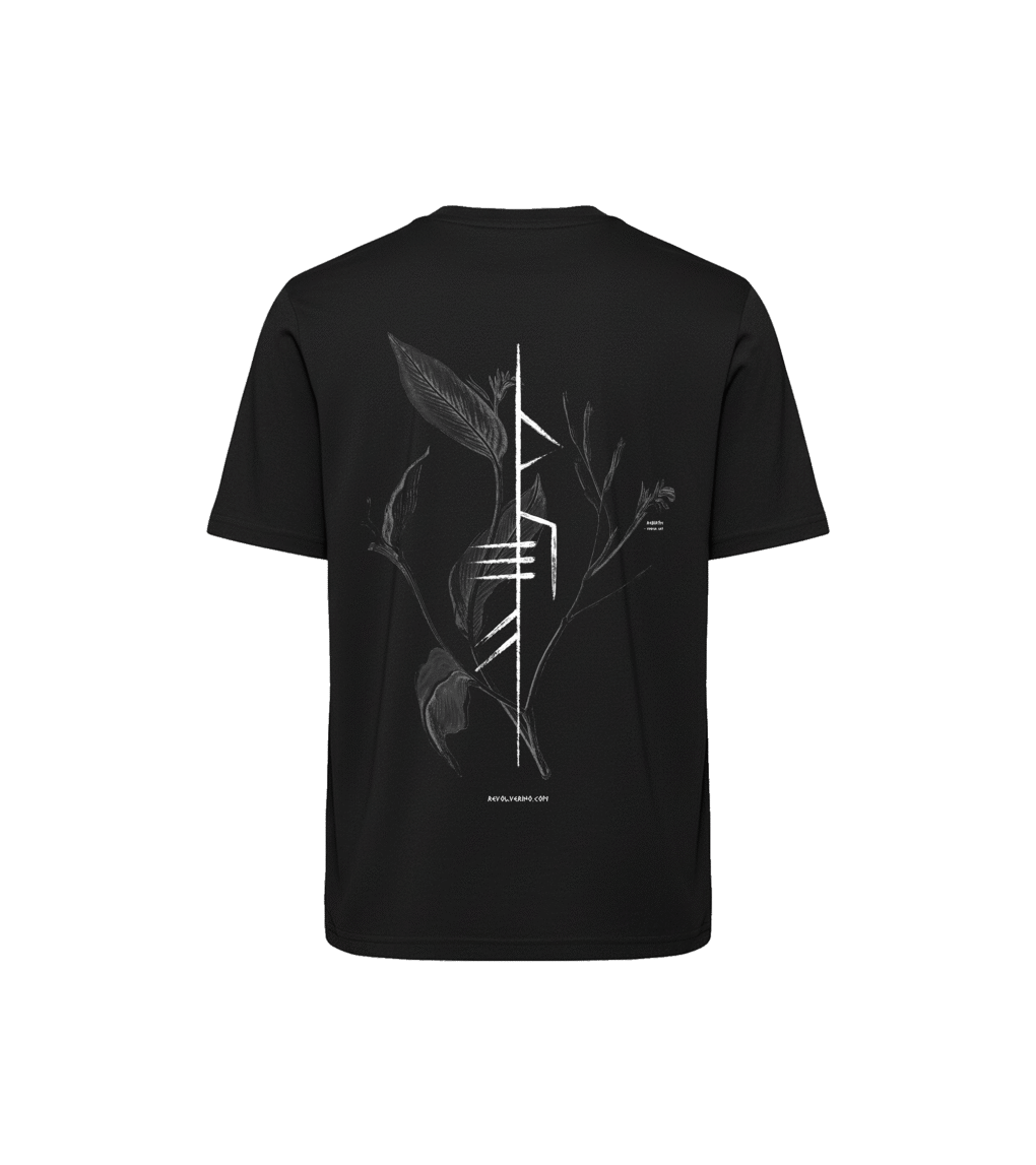 T-shirt luźny z recyklingu, czarny, mitologia nordycka Rebirth