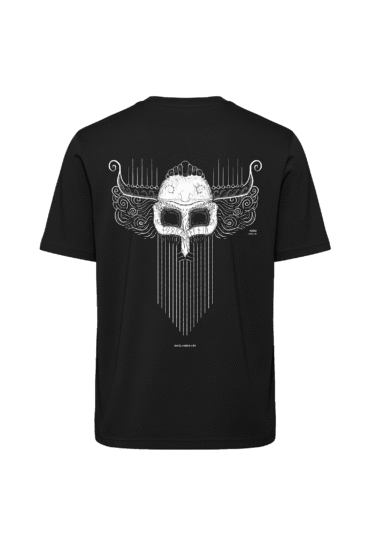 T-shirt luźny z recyklingu, czarny, mitologia nordycka Njord