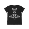 T-shirt dziecięcy z recyklingu, czarny, mitologia nordycka Mjölnir