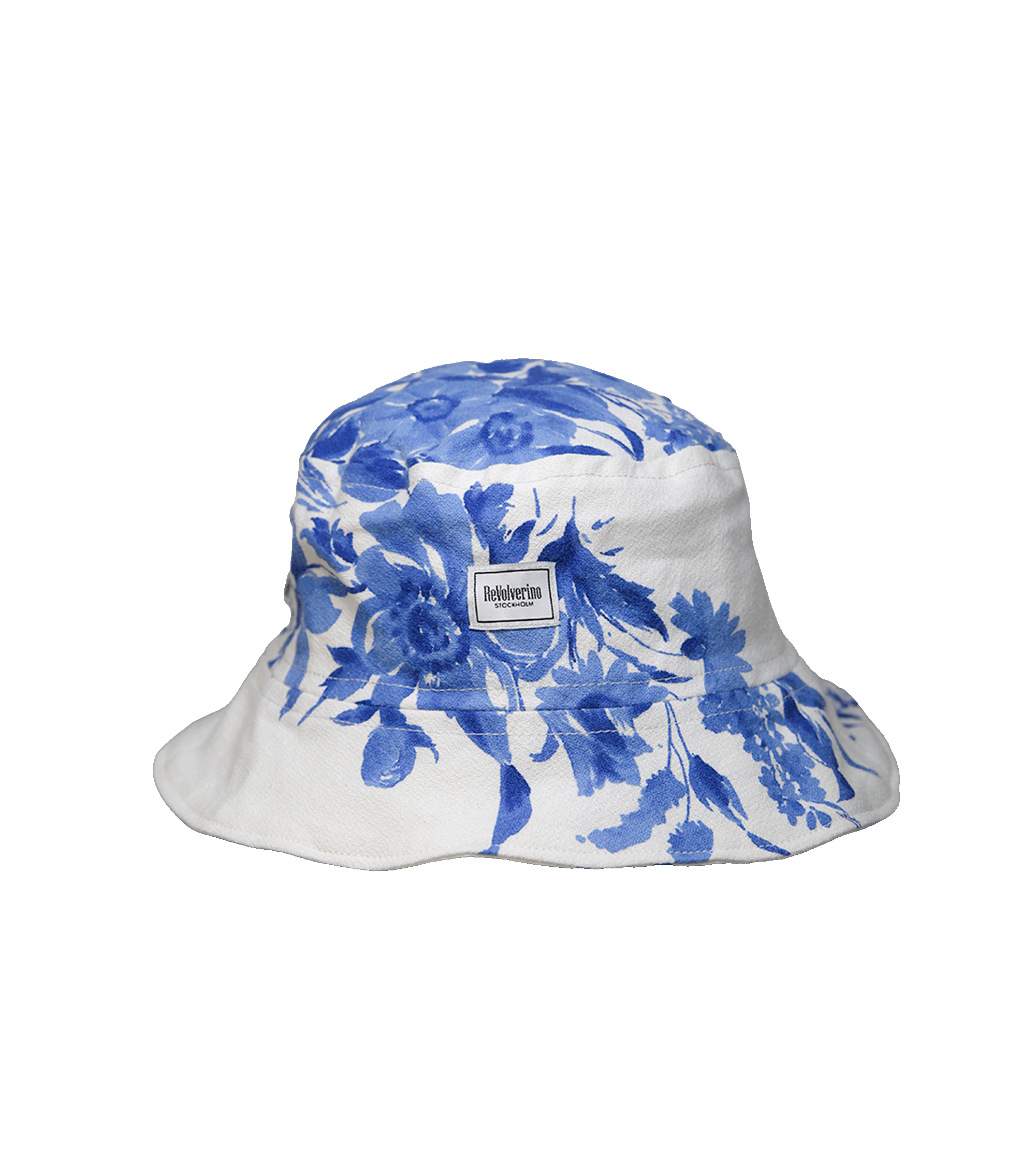 Lekki bawełniany bucket hat w kwiatki biało-niebieski – upcycling