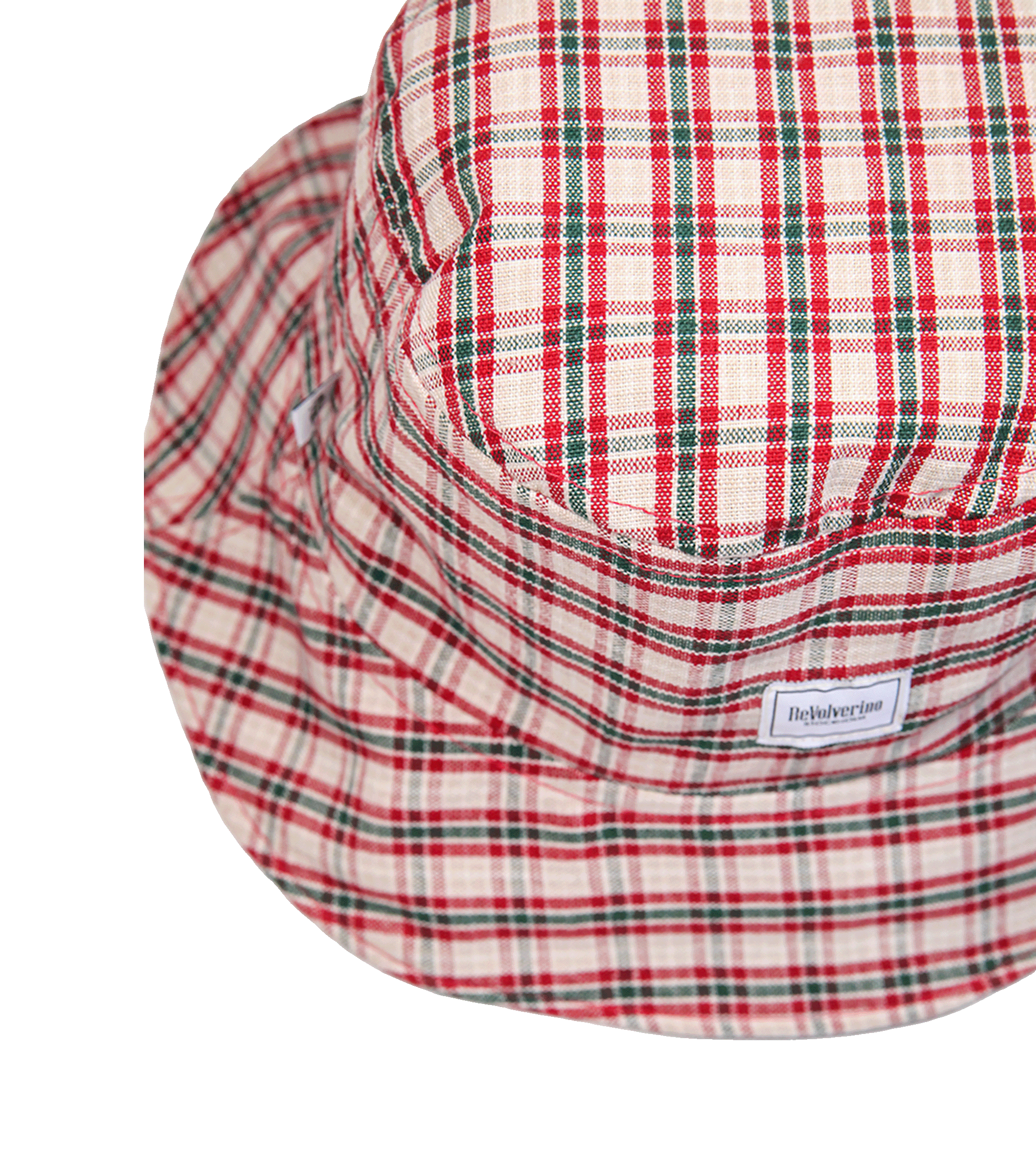 Bucket hat w kratę czerwono-zielono-beżową – upcycling