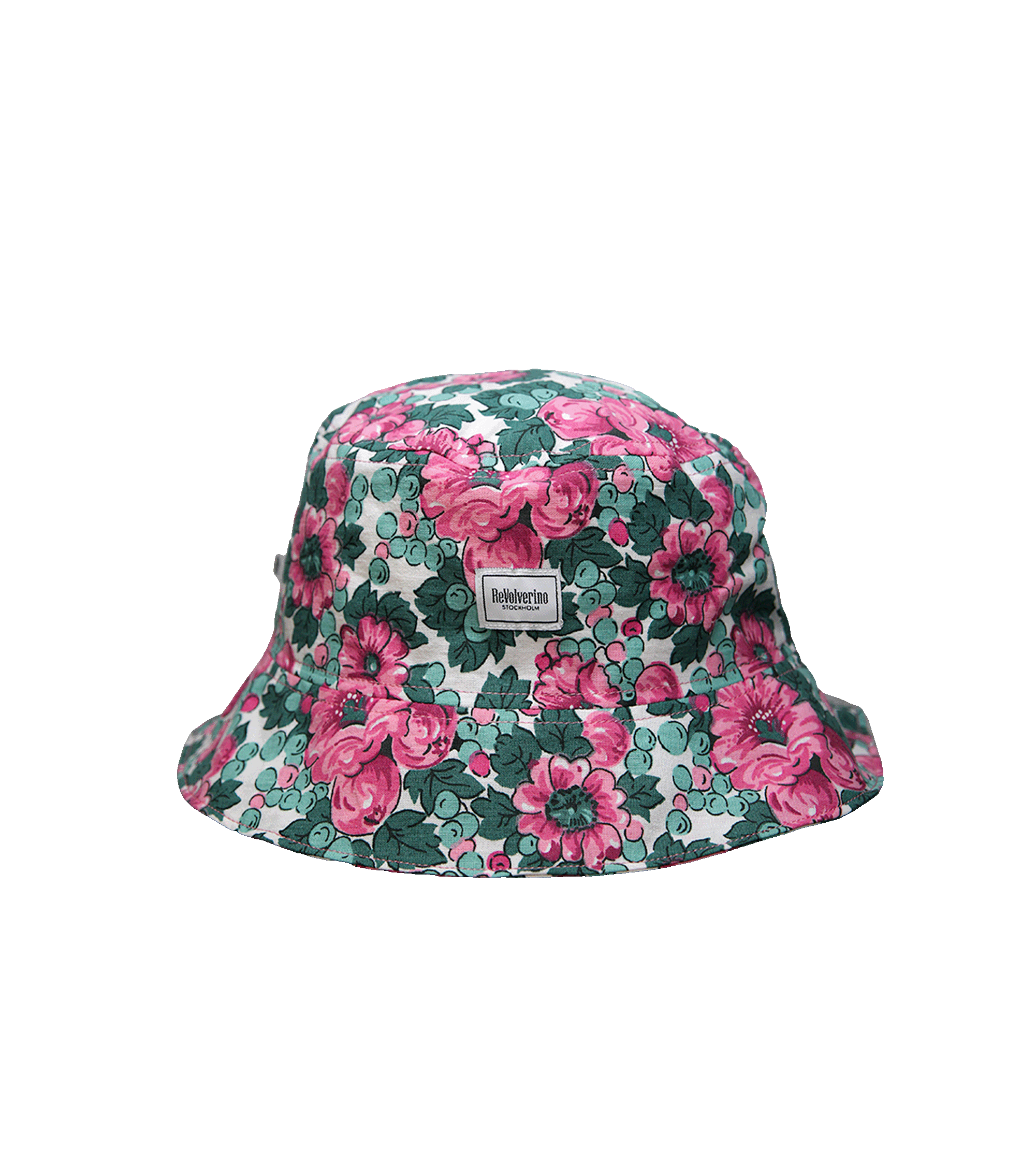 Lekki bucket hat w kwiaty różowo-zielone – upcycling