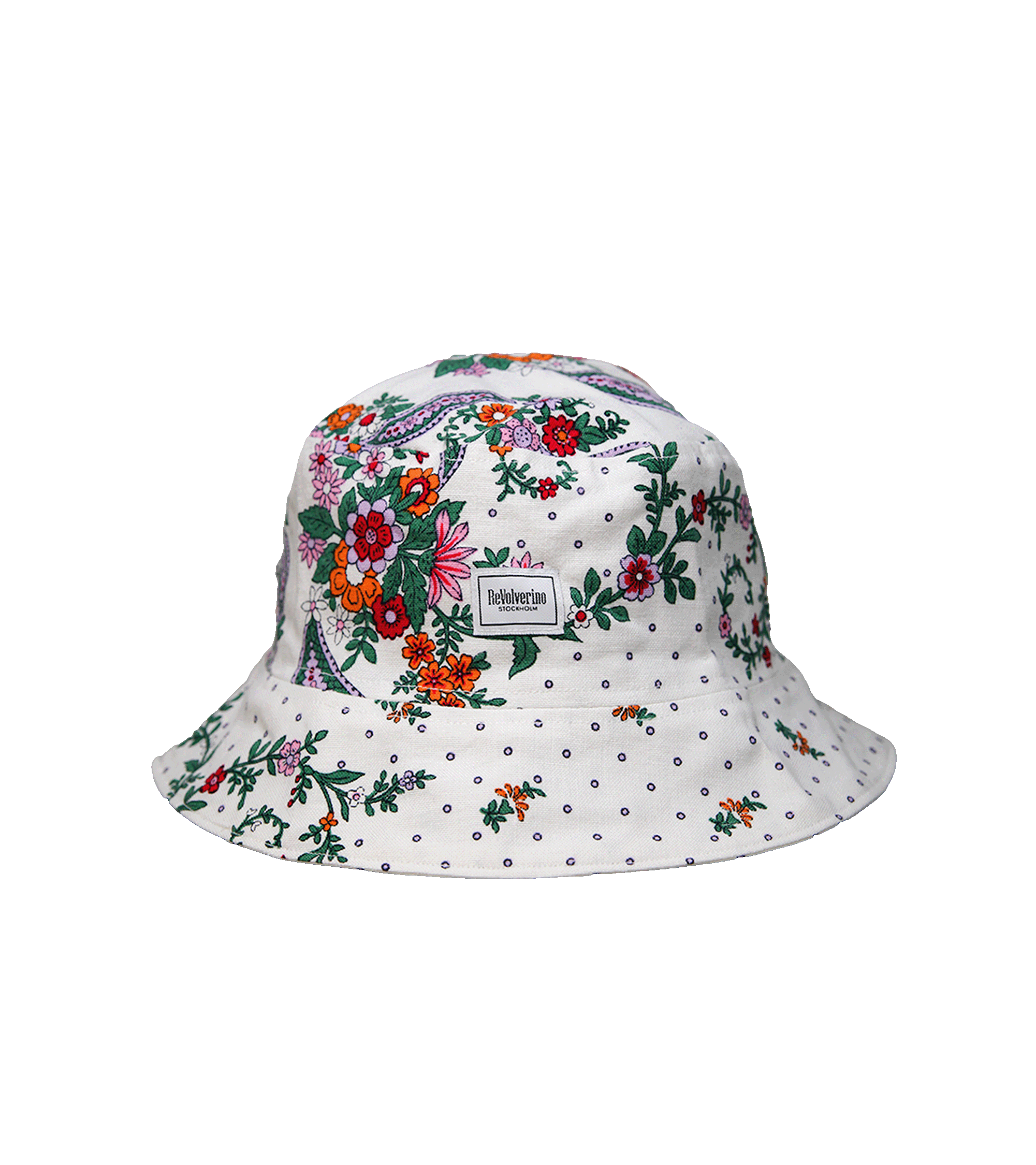 Lekki kapelusz typu bucket w kształcie domku z kwiatami