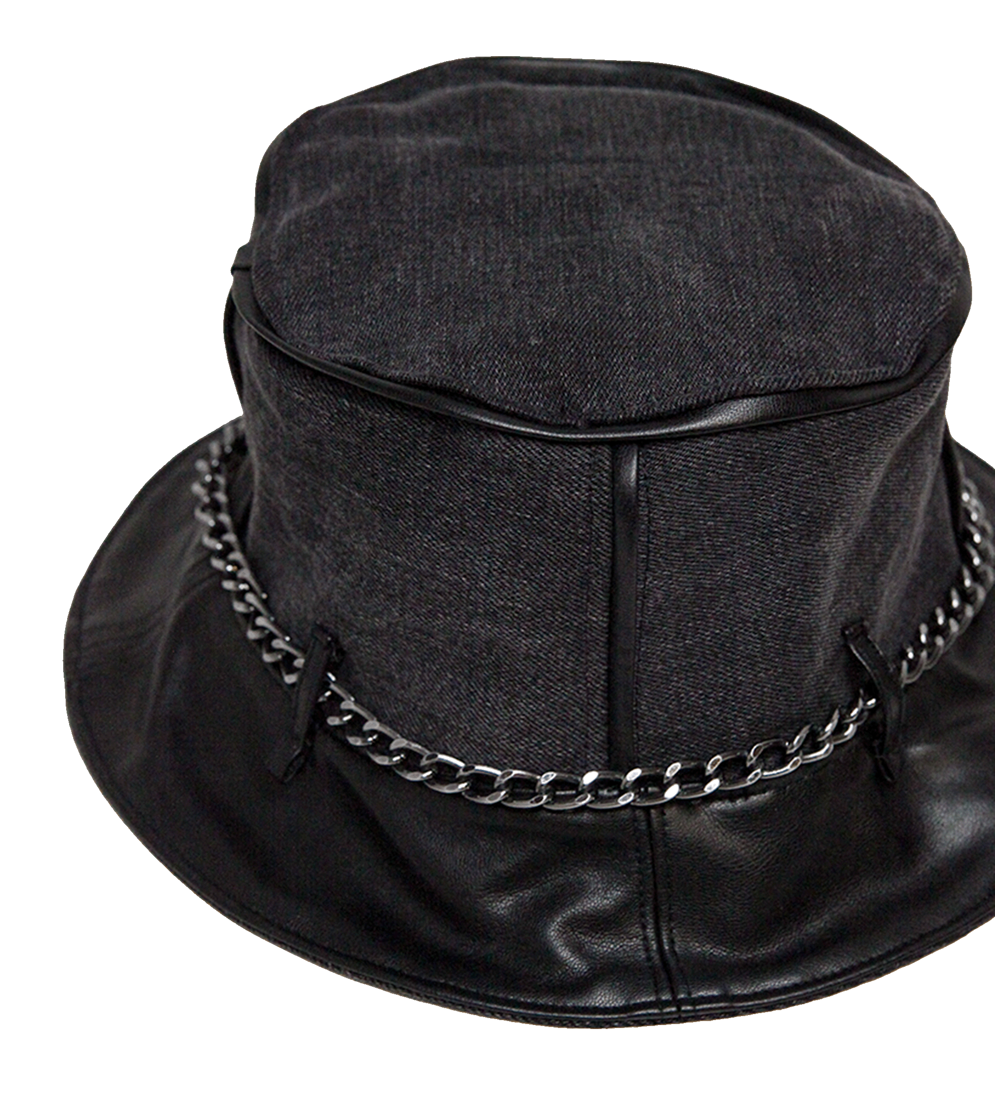 Bucket hat denim z kieszonką i łańcuszkiem – upcycling