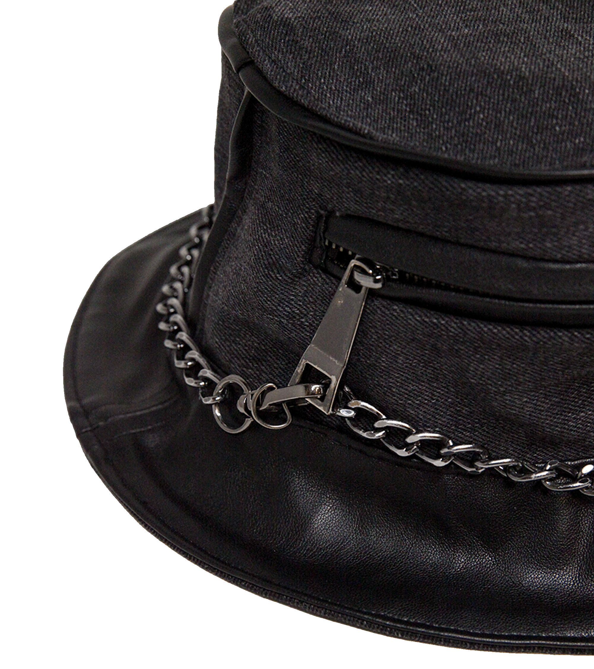 Bucket hat denim z kieszonką i łańcuszkiem – upcycling