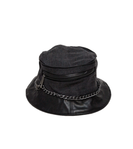 Bucket hat denim z kieszonką i łańcuszkiem – upcycling