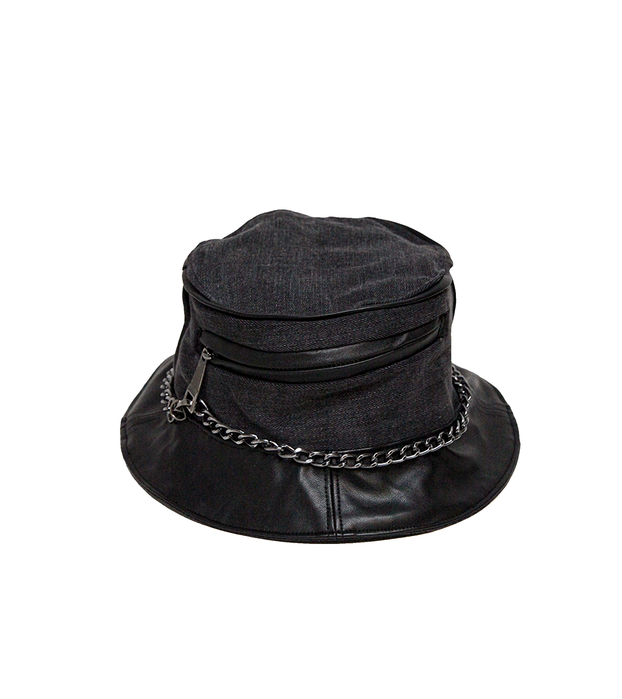 Bucket hat denim z kieszonką i łańcuszkiem – upcycling