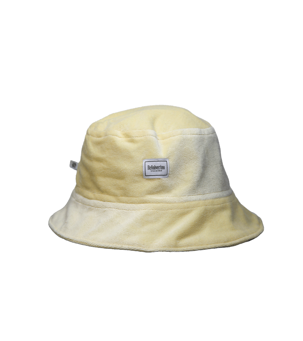 Aksamitny bucket hat w kolorze żółtym – upcycling