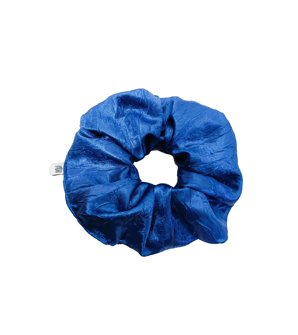 Scrunchie granatowa satynowa, upcycling