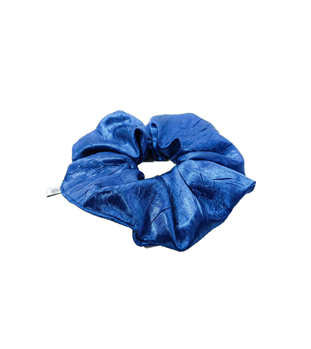 Scrunchie granatowa satynowa, upcycling
